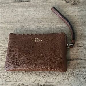 Coach Rich Brown Leather Wristlet